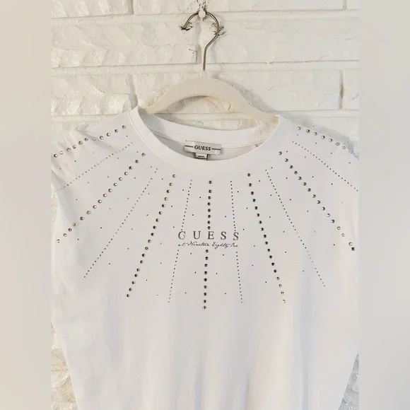 90’s Guess White Bodysuit with Silver Rhinestones - Picture 2 of 4